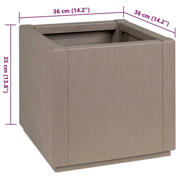 vidaXL Garden Planter Dove grey PP (polypropylene) 36 x 36 x 35 cm
