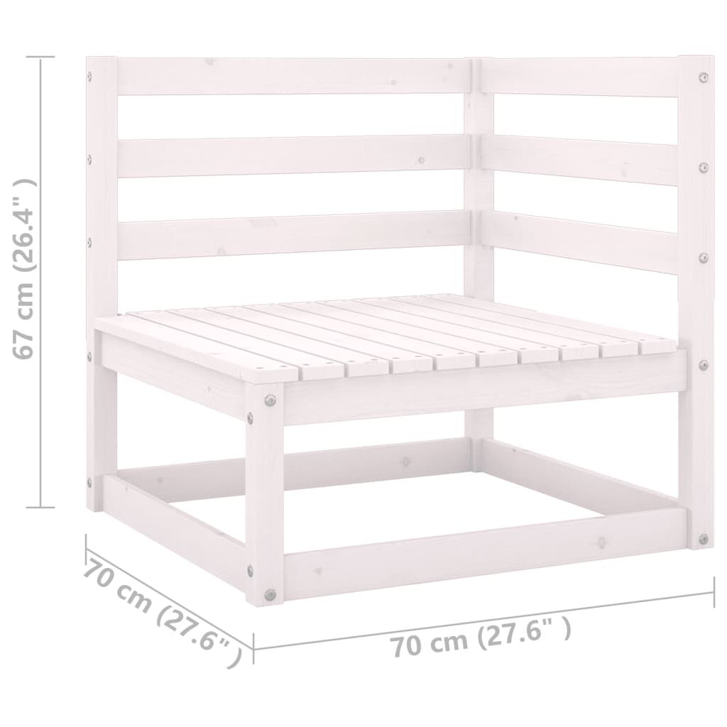 vidaXL 6 Piece Garden Lounge Set with Cushions White Solid Pinewood