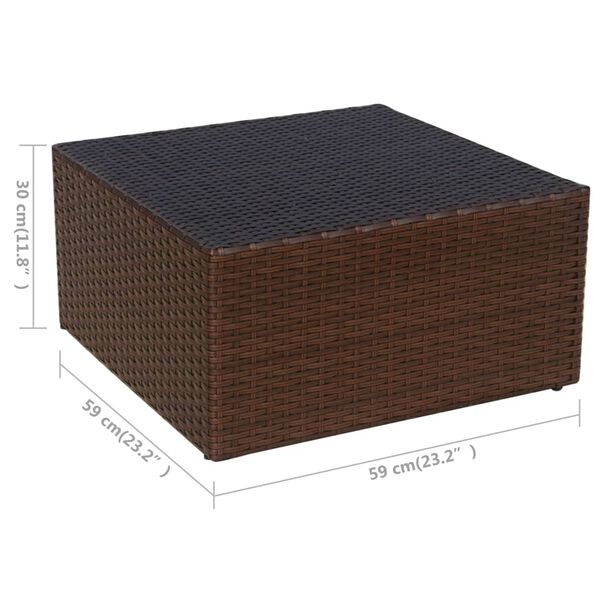vidaXL Garden Chair with Stool Poly Rattan Brown