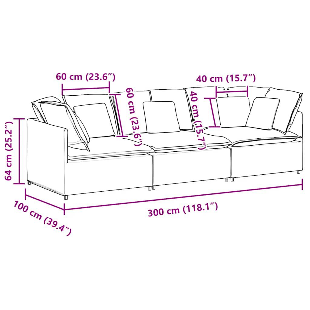 vidaXL Modular Sofa with Cushions Velvet Dark Grey
