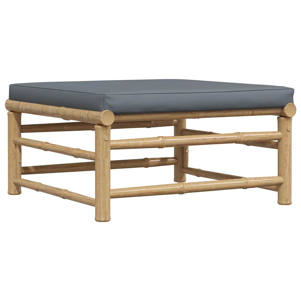 vidaXL Garden Footrest with Dark Grey Cushion Bamboo