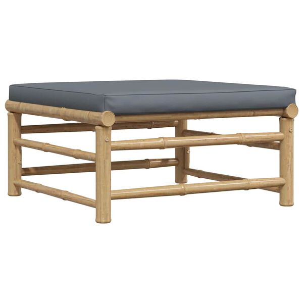 vidaXL Garden Footrest with Dark Grey Cushion Bamboo