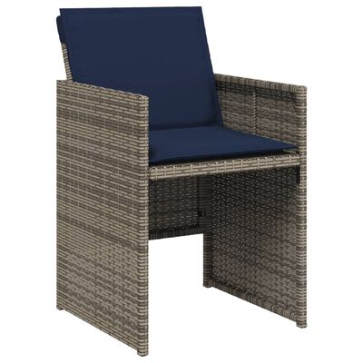vidaXL 11 Piece Garden Dining Set with Cushions Grey Poly Rattan