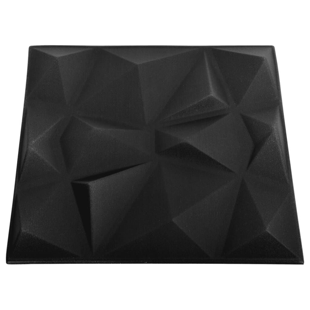 vidaXL 3D Wall Panels 48 pcs 50x50 cm Diamond Black 12 m²