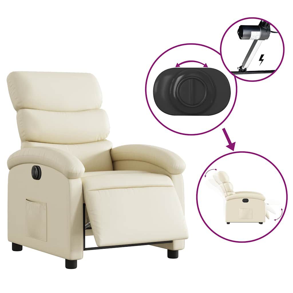 vidaXL Electric Recliner Chair Cream Faux Leather