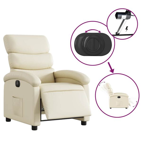 vidaXL Electric Recliner Chair Cream Faux Leather