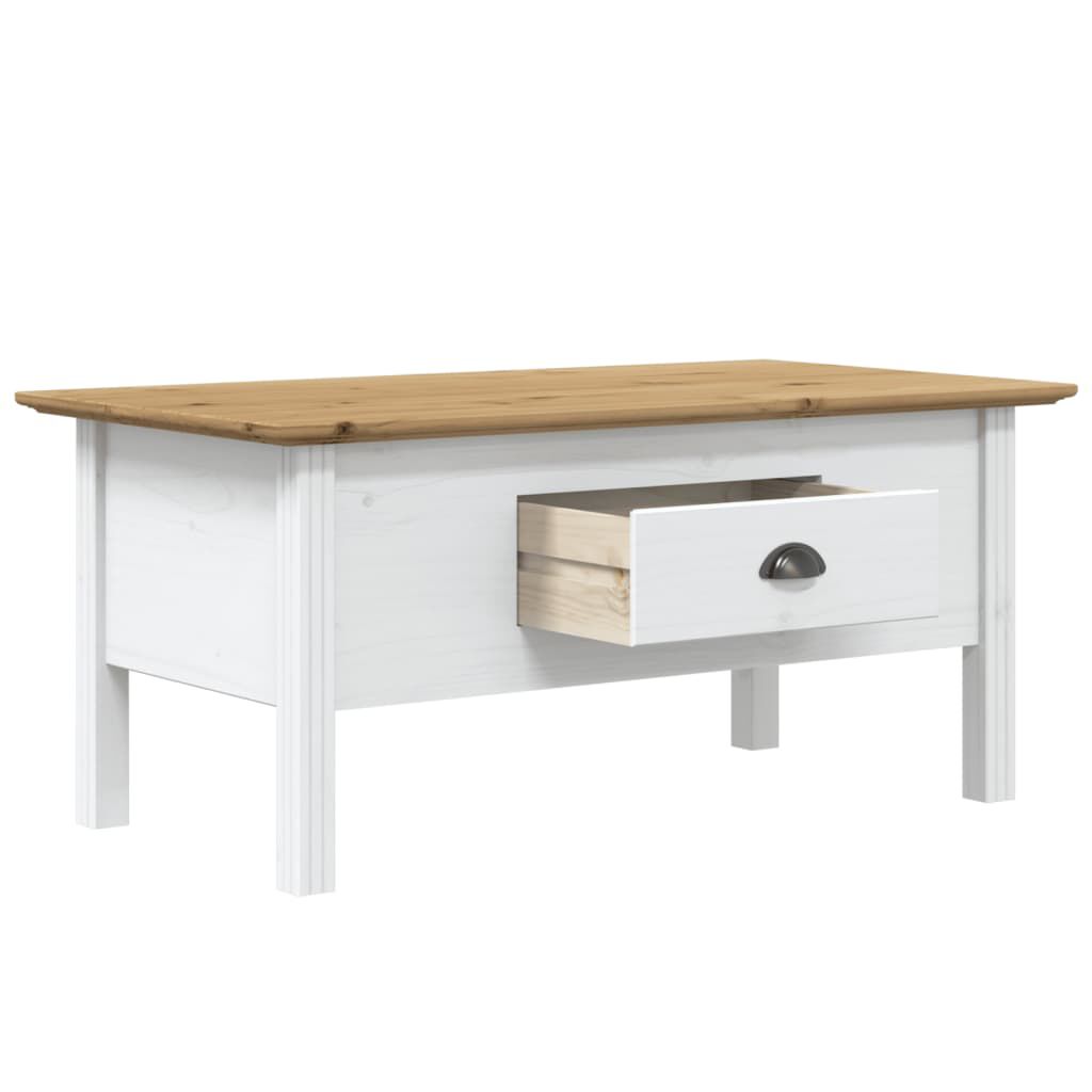 vidaXL Coffee Table BODO White and Brown 100x55x45 cm Solid Wood Pine