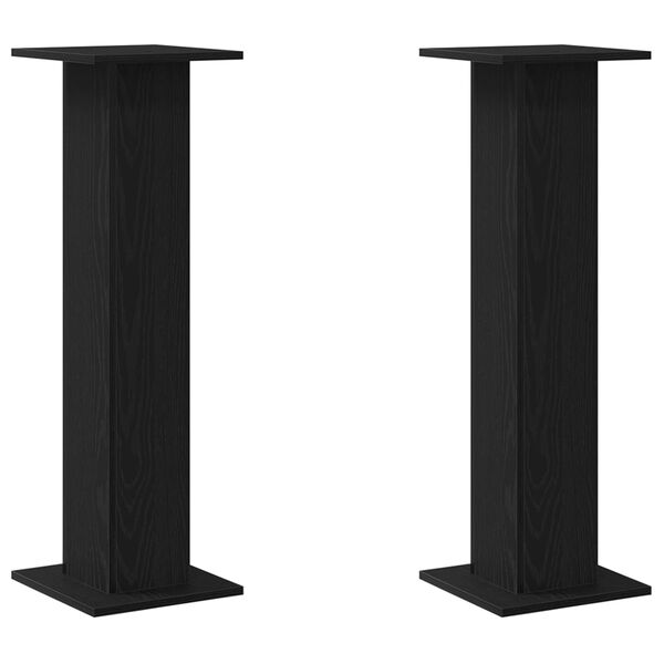 vidaXL Speaker Stands 2 pcs Black Oak 30 x 30 x 95 cm Engineered Wood