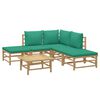 vidaXL 6 Piece Garden Lounge Set with Green Cushions Bamboo