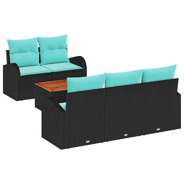 vidaXL Garden Sofa Set 6 pcs Black and turquoise