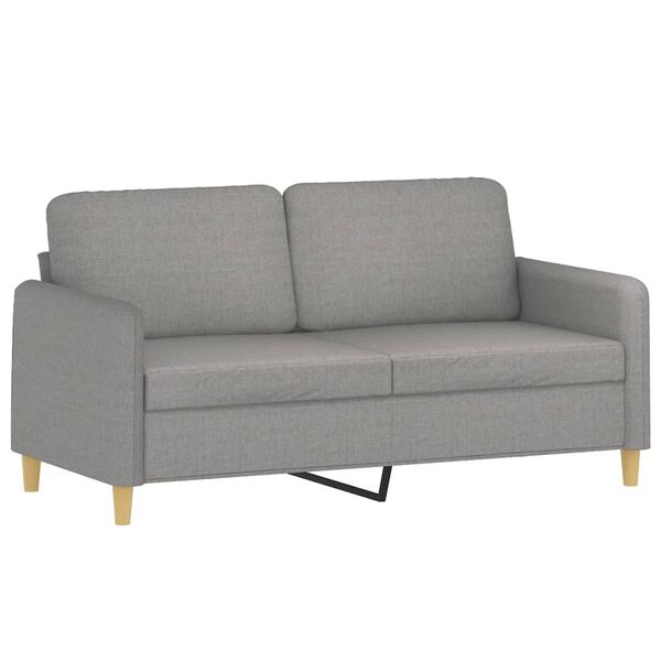 vidaXL 2-Seater Sofa with Pillows&Cushions Light Grey 140 cm Fabric