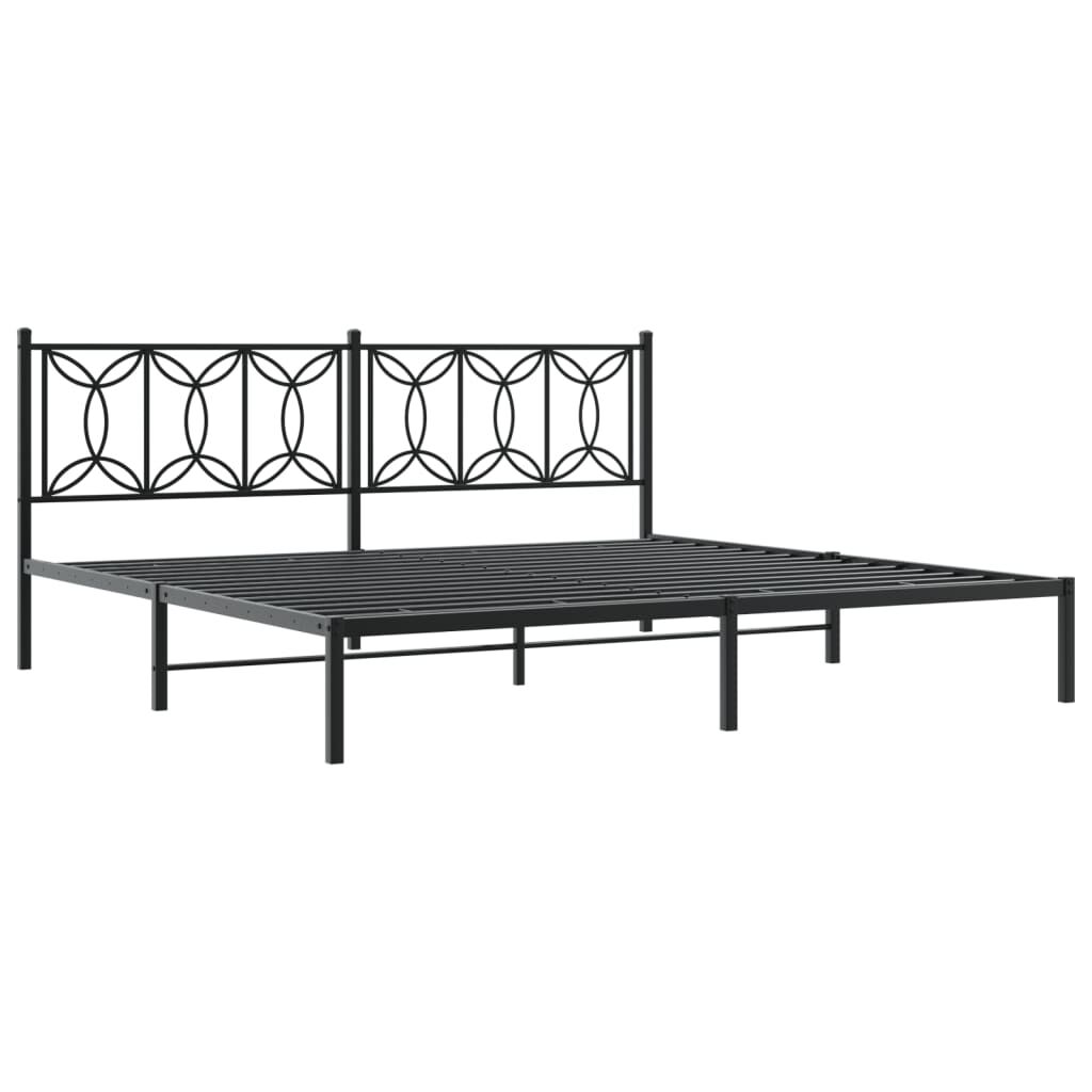 vidaXL Metal Bed Frame without Mattress with Headboard Black 193x203cm