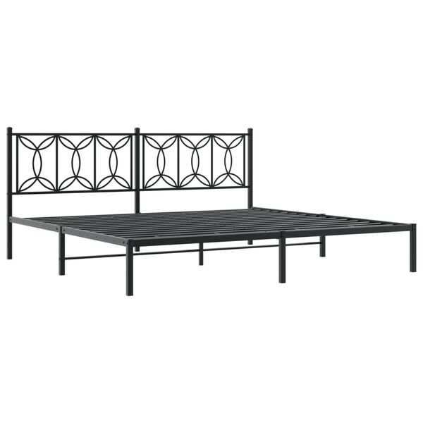 vidaXL Metal Bed Frame without Mattress with Headboard Black 193x203cm