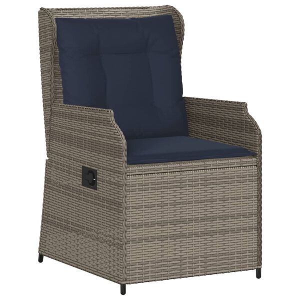 vidaXL Reclining Garden Chairs 2 pcs with Cushions Grey Poly Rattan