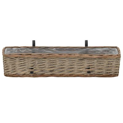 vidaXL Balcony Planter 2 pcs Wicker with PE Lining 80 cm