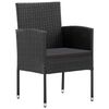 vidaXL 7 Piece Garden Dining Set with Cushions Black Poly Rattan