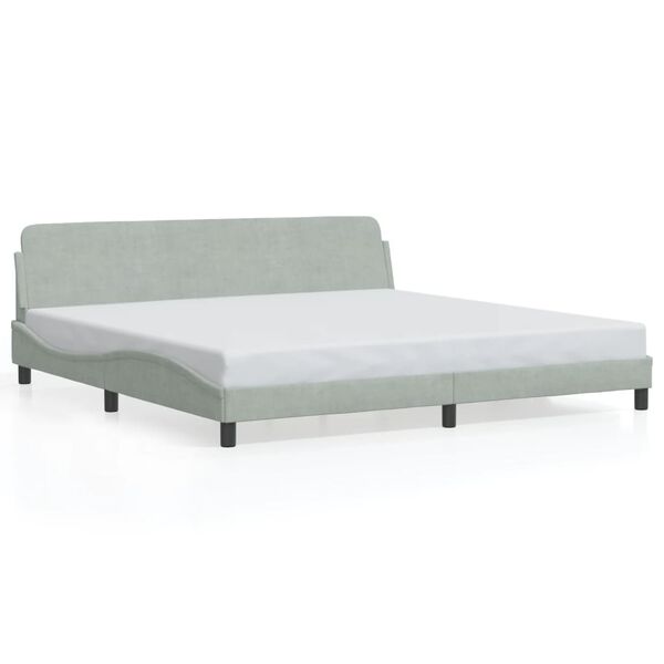 vidaXL Bed Frame "Dover" Light Grey 193x203 cm Velvet