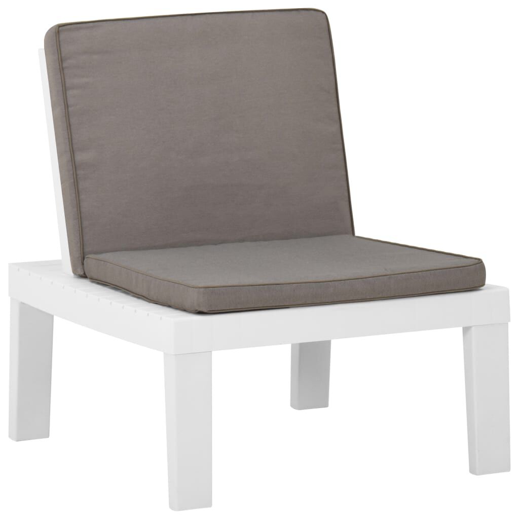 vidaXL Garden Lounge Chairs with Cushions 2 pcs Plastic White