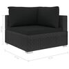 vidaXL 11 Piece Garden Lounge Set with Cushions Poly Rattan Black