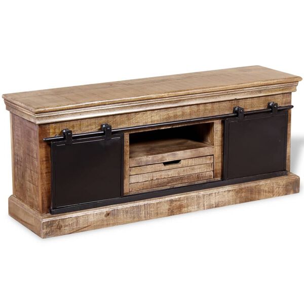 vidaXL TV Cabinet with 2 Sliding Doors Solid Mango Wood 110x30x45 cm