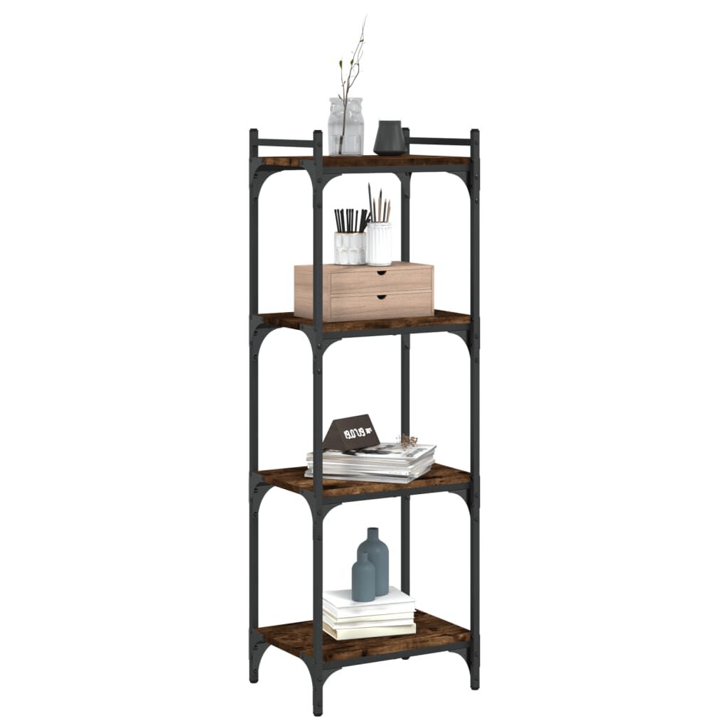 vidaXL Bookcase 4-Tier Smoked Oak 40x30x120 cm Engineered Wood