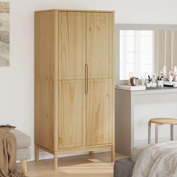 vidaXL Wardrobe FLORO Wax Brown 77x53x171 cm Solid Wood Pine