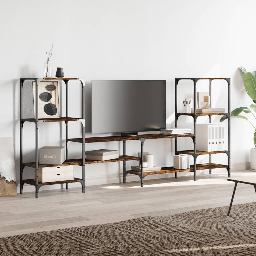 vidaXL TV Cabinet Smoked Oak 206.5x28.5x95 cm Engineered Wood
