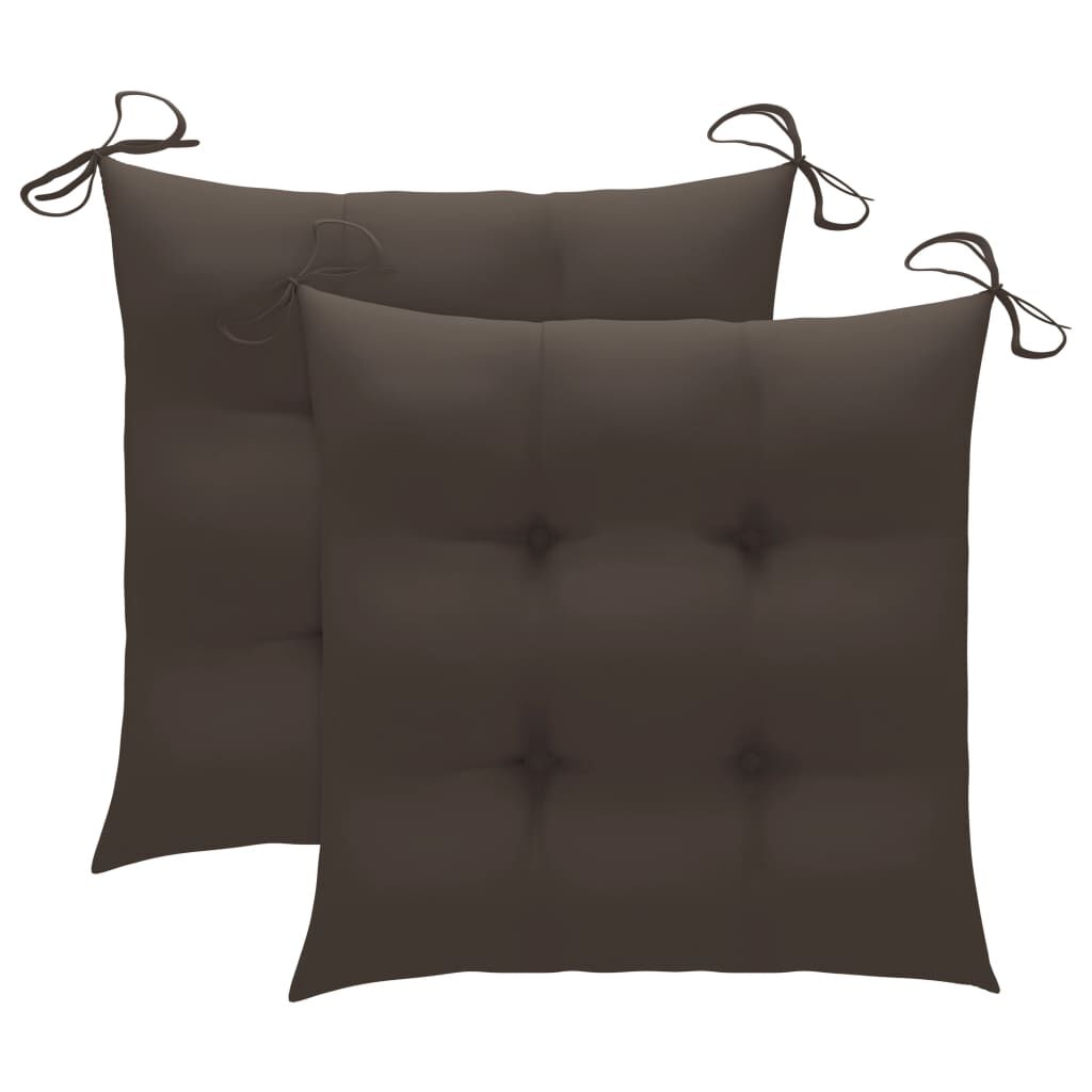 vidaXL Garden Chairs 2 pcs with Taupe Cushions Solid Teak Wood