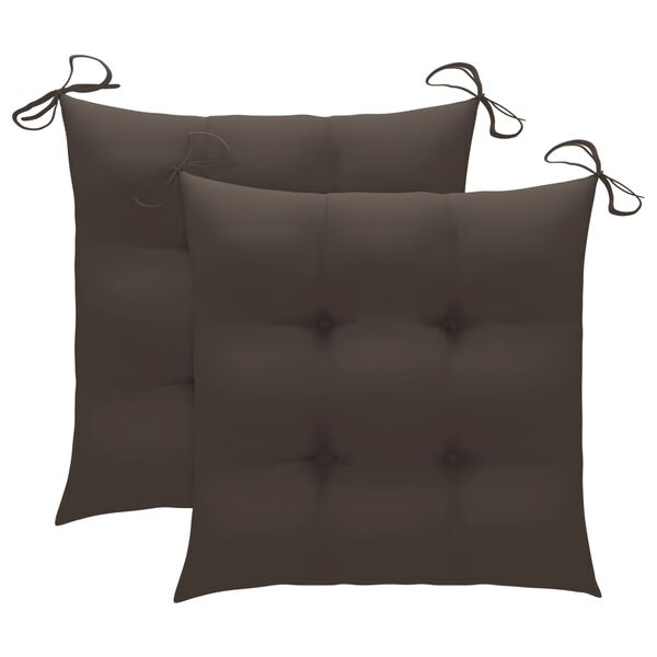 vidaXL Garden Chairs 2 pcs with Taupe Cushions Solid Teak Wood