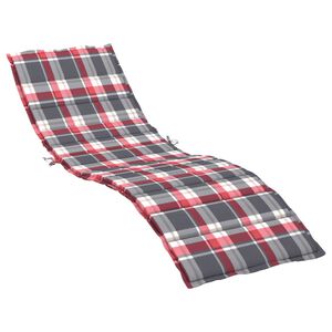 vidaXL Sun Lounger Cushion Red Check Pattern 200x70x3cm Oxford Fabric