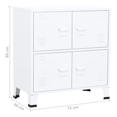 vidaXL Industrial Storage Chest White 75x40x80 cm Steel