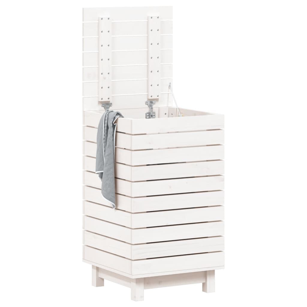 vidaXL Laundry Basket White 44x44x76 cm Solid Wood Pine