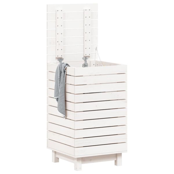 vidaXL Laundry Basket White 44x44x76 cm Solid Wood Pine
