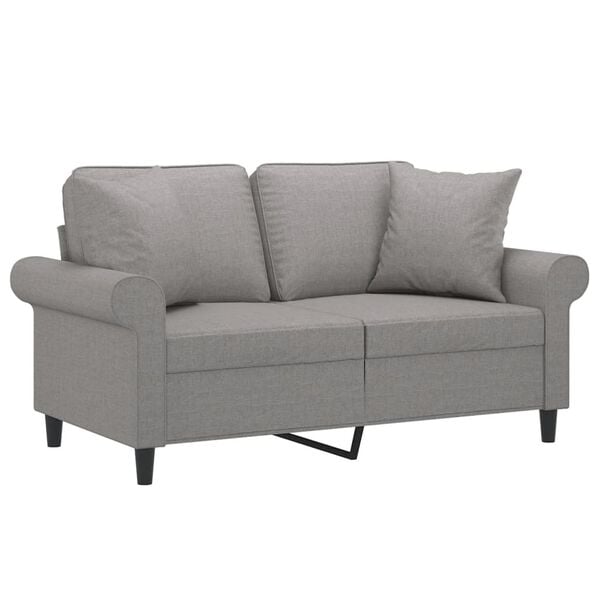 vidaXL 2-Seater Sofa with Pillows&Cushions Light Grey 120 cm Fabric