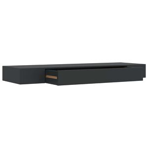 vidaXL Floating Wall Shelf with Drawer Black 80x25x8 cm