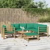 vidaXL 8 Piece Garden Lounge Set with Green Cushions Bamboo