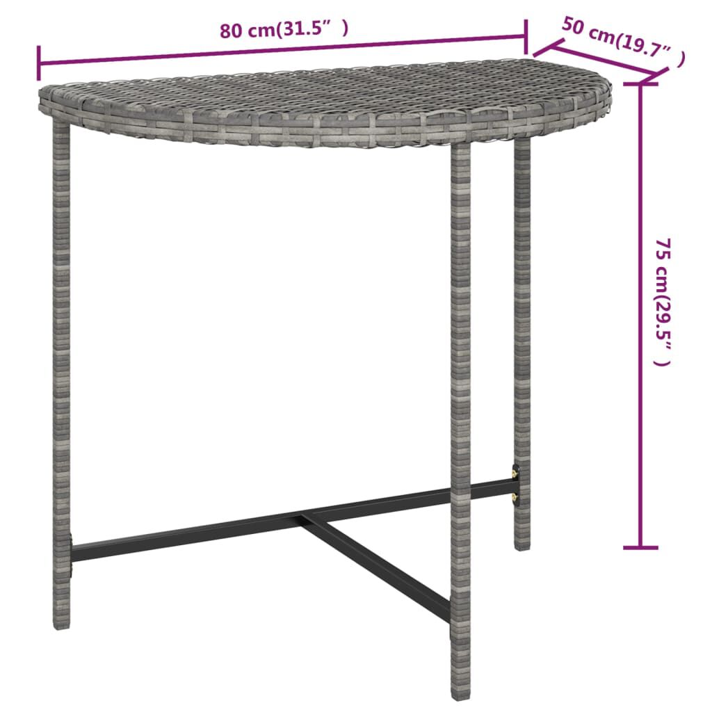vidaXL Garden Table Grey 80x50x75 cm Poly Rattan