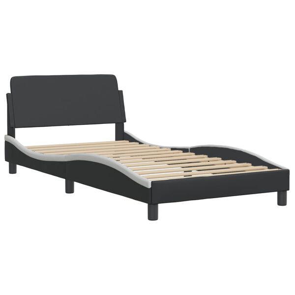 vidaXL Bed Frame "Dover" Black and White 100x190 cm Faux Leather