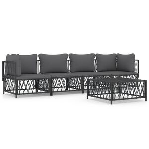 vidaXL 5 Piece Garden Lounge Set with Cushions Anthracite Steel