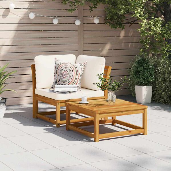 vidaXL Garden Sofa Corner with Cushions 73x73x65 cm Solid Wood Acacia