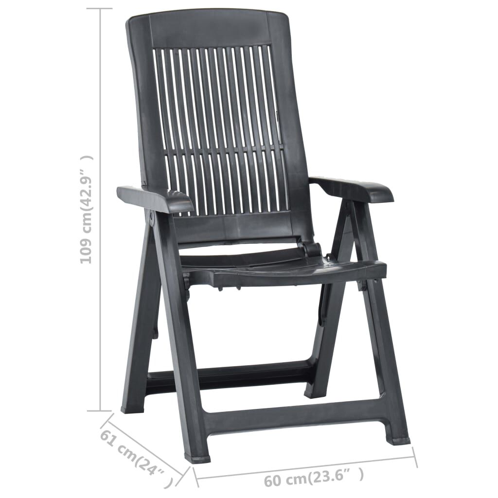 vidaXL Garden Reclining Chairs 2 pcs Plastic Anthracite