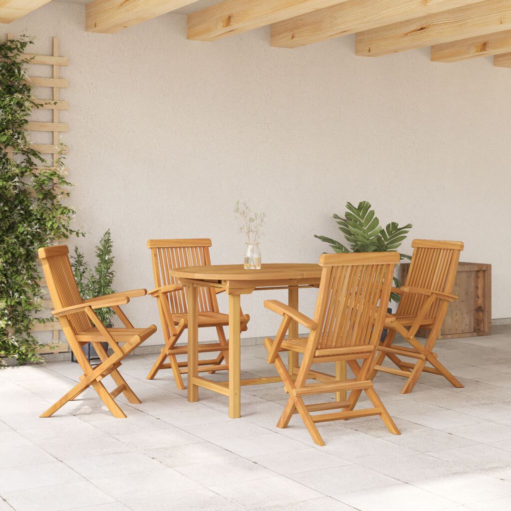 vidaXL 5 Piece Garden Dining Set Solid Wood Teak
