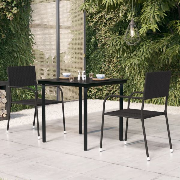 vidaXL Garden Dining Table Black 80x80x74 cm Steel and Glass