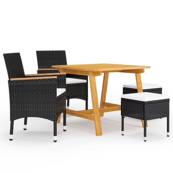 vidaXL 5 Piece Garden Dining Set Black