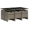 vidaXL 7 Piece Garden Dining Set with Cushions Grey Poly Rattan