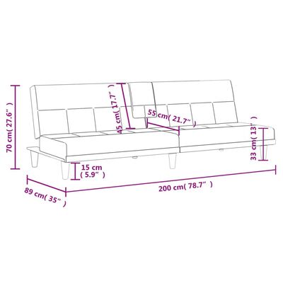 vidaXL Sofa Bed with Cup Holders Dark Grey Fabric