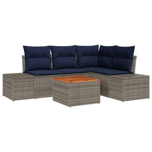 vidaXL Garden Sofa Set with Cushion 5 pcs Grey Poly rattan