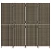 vidaXL Room Divider 4 Panels Grey Poly Rattan