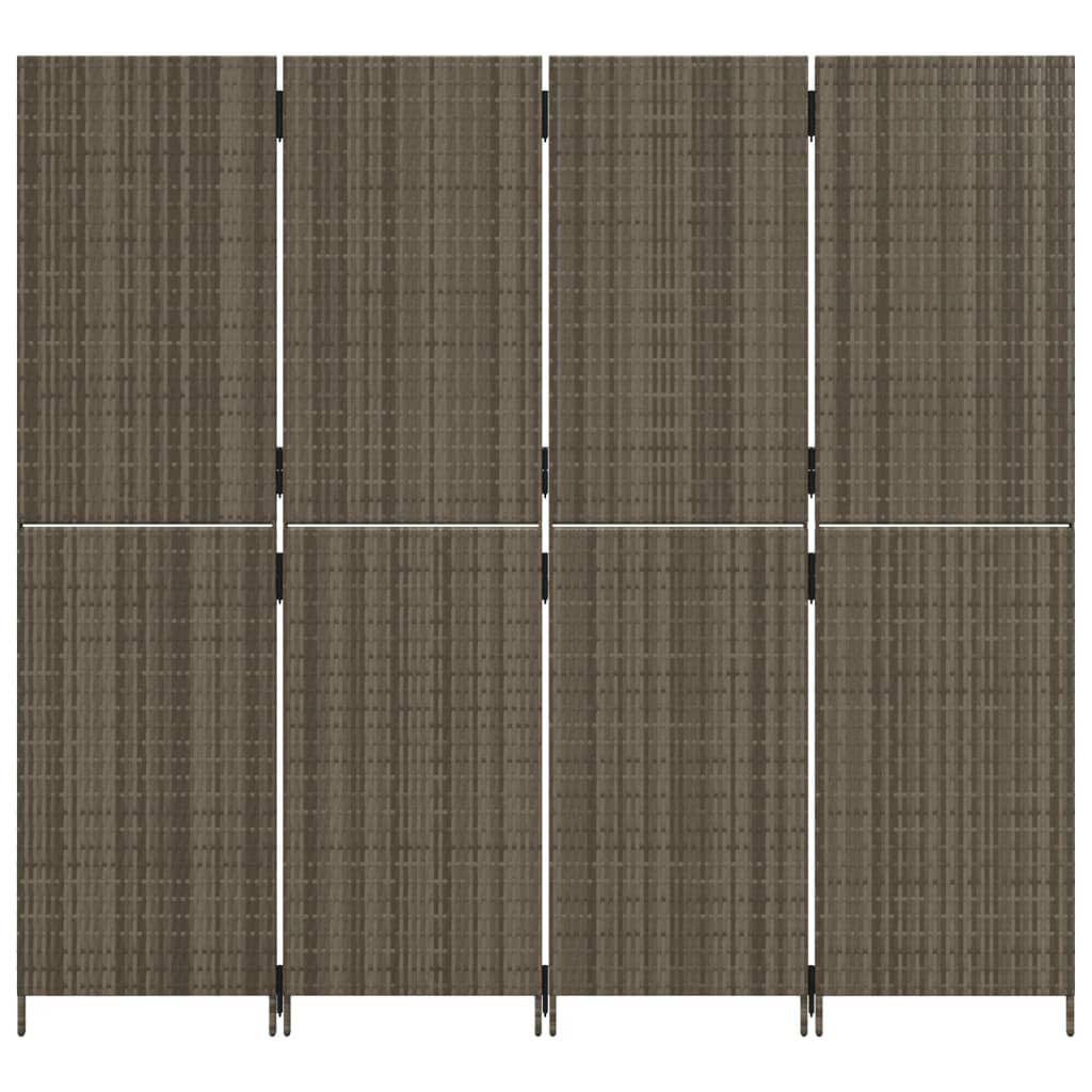 vidaXL Room Divider 4 Panels Grey Poly Rattan