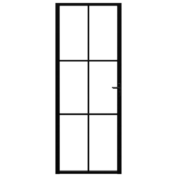 vidaXL Interior Door ESG Glass and Aluminium 76x201.5 cm Black